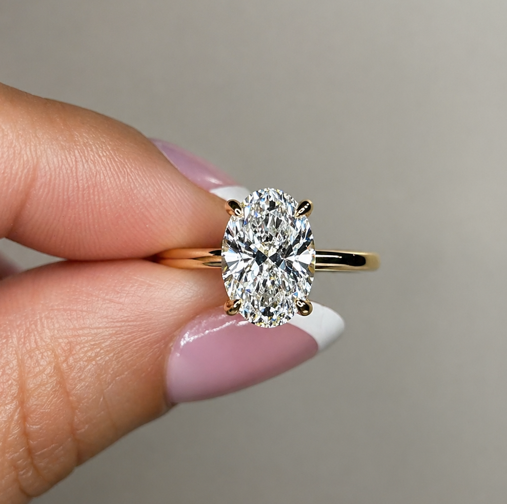 2.65 Carat Oval Cut Hidden Halo Solitaire Ring